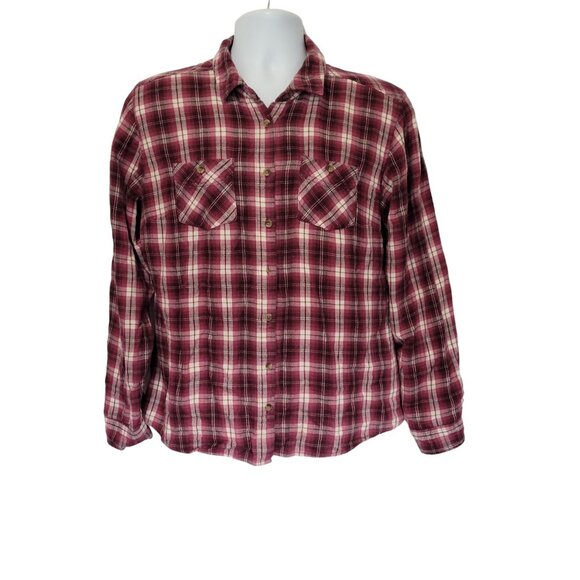 Gander Mountain Guide Series Shirt Womens L Flannel Cotton Button Outdoor Wine P - Picture 2 of 8